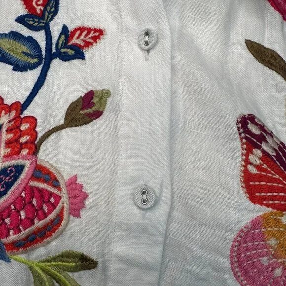 Johnny Was Gracey Linen Oversized Shirt White Sz S - Picture 4 of 15